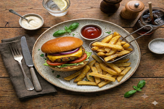 Veggie Burger, Chips & Drink