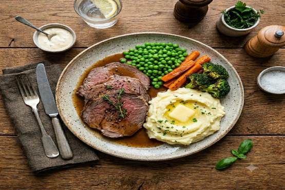 Roast Beef with Mash & 3 Veg