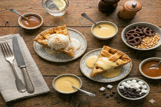 Apple Pie with Custard or Ice Cream