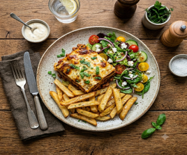 Lasagne with Chips & Salad