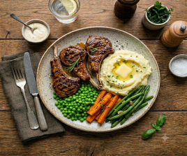 Lamb Chops (3 pcs) with Mash & 3 Veg