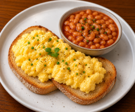 3 Scrambled Egg on 2 Toast with Beans (V)