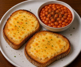 Cheese on 2 Toast with Beans (V)